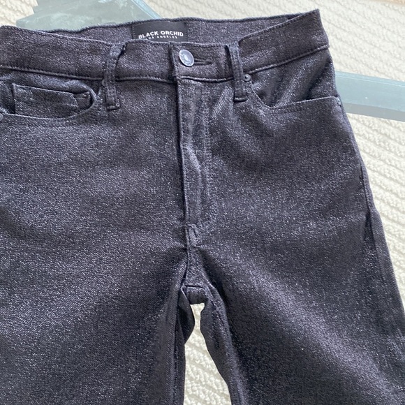 Gisele high rise skinny Black orchid shiny pants - Picture 8 of 11